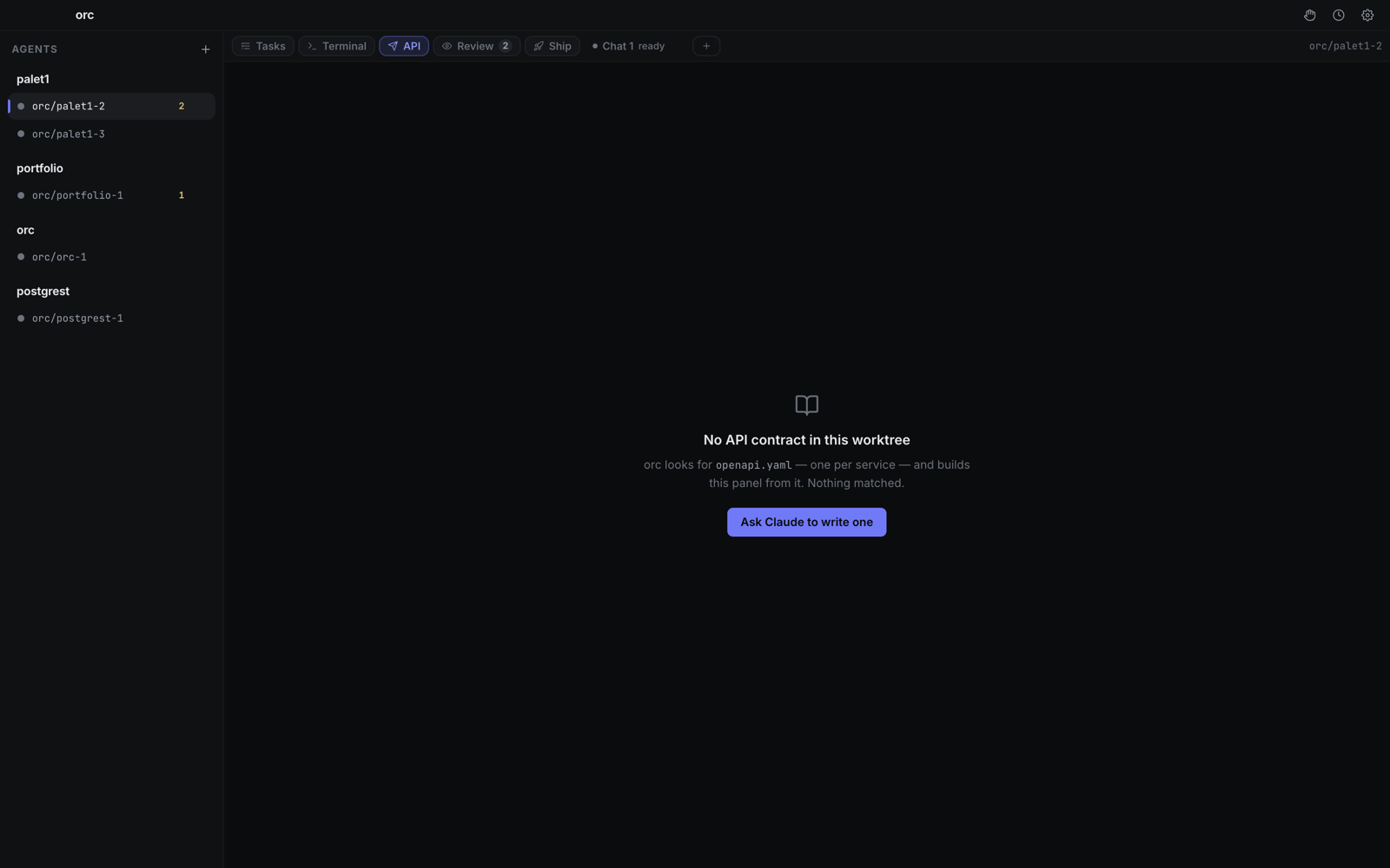 Sending a request from orc's API panel